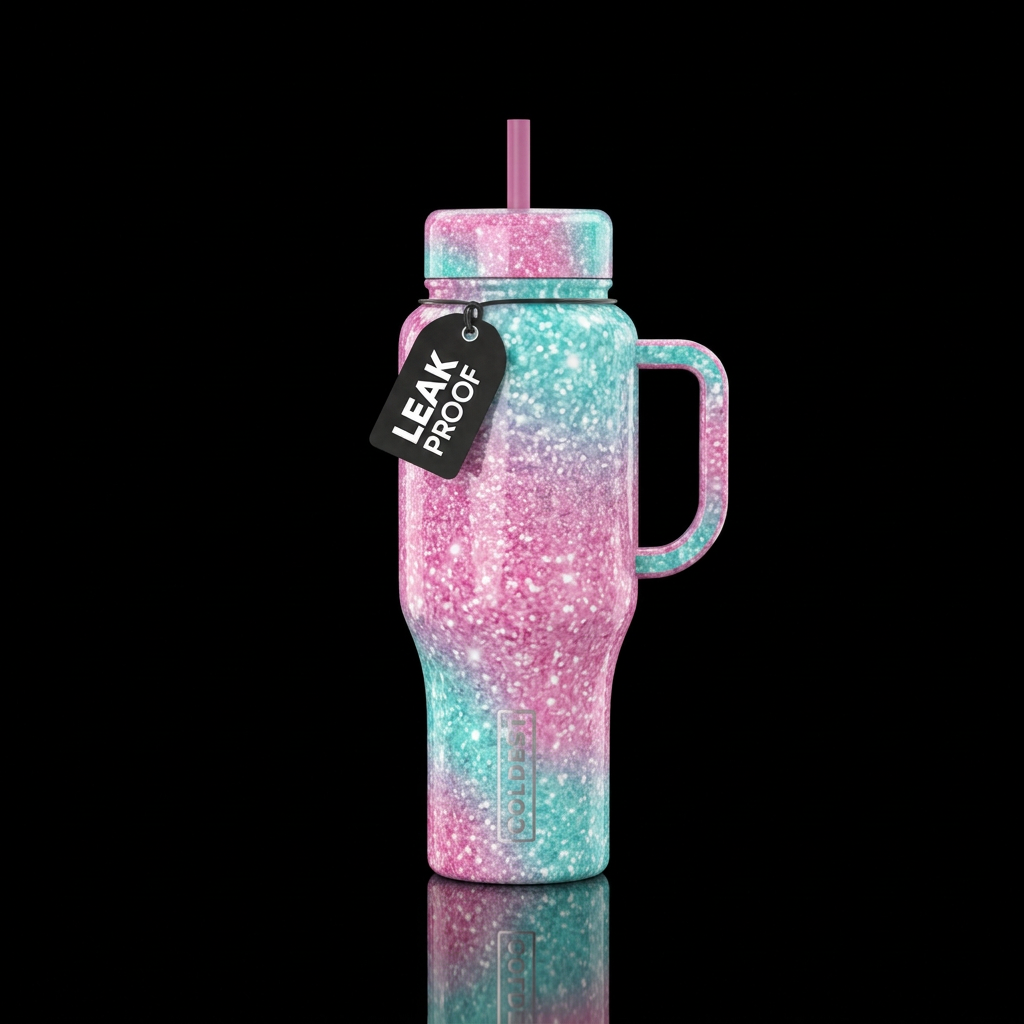 sparkly,, shiny, seamless, vibrant,, realism,  sha... water bottle design