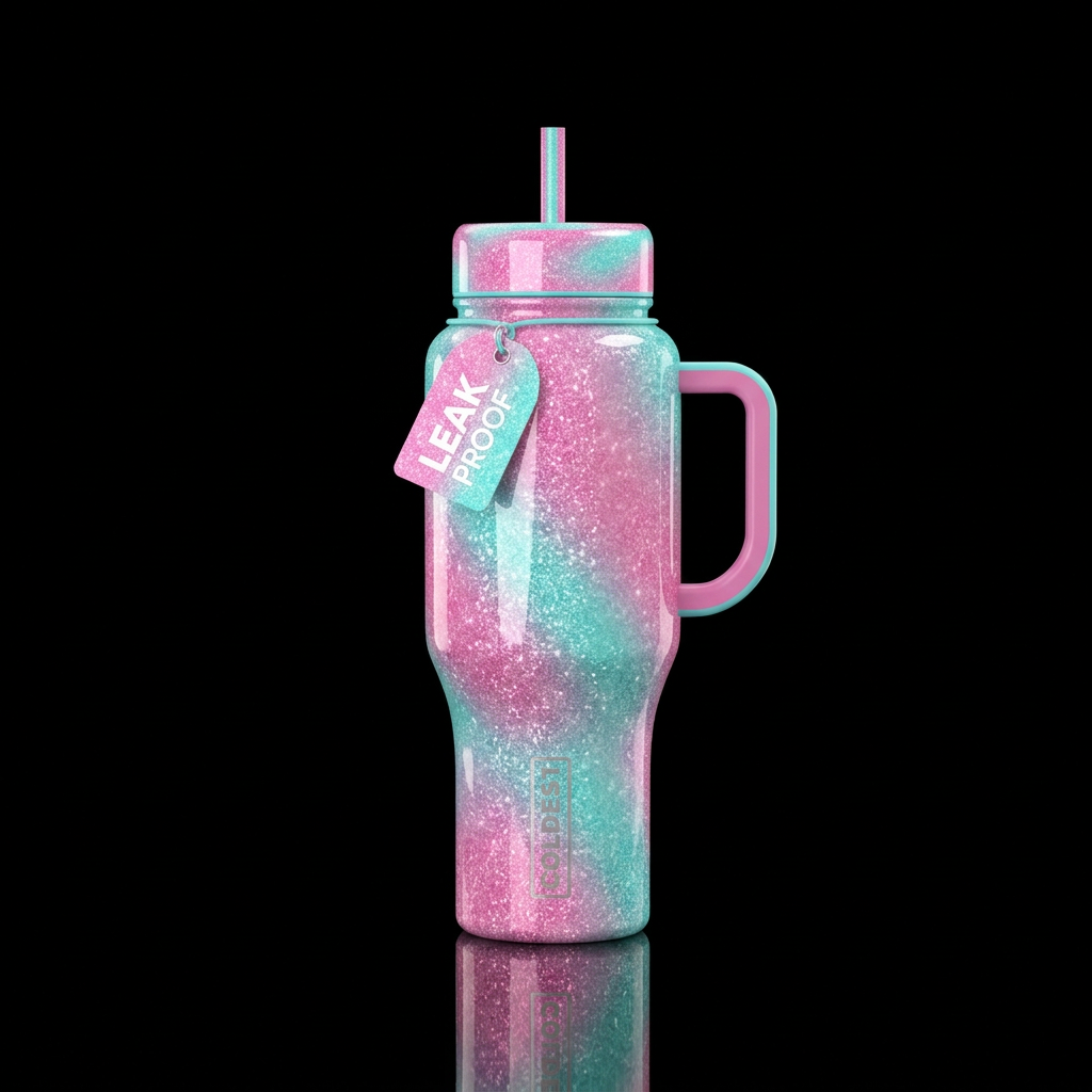 sparkly,, shiny, seamless, vibrant,, realism,  sha... water bottle design