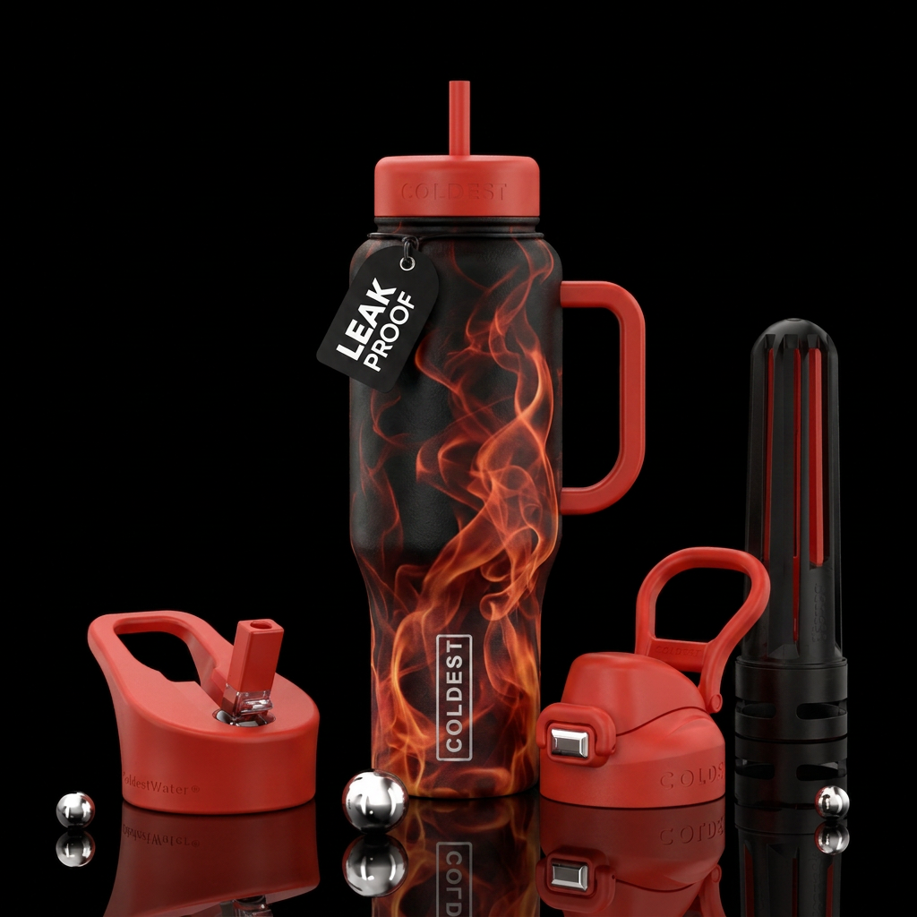 darkness, smoke, orange, red water bottle design