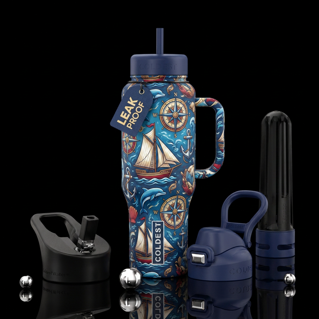 nautical, beautiul, luxurious water bottle design