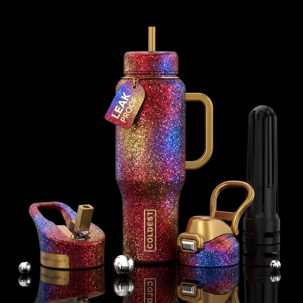 broadway, provocative, sparkly water bottle design