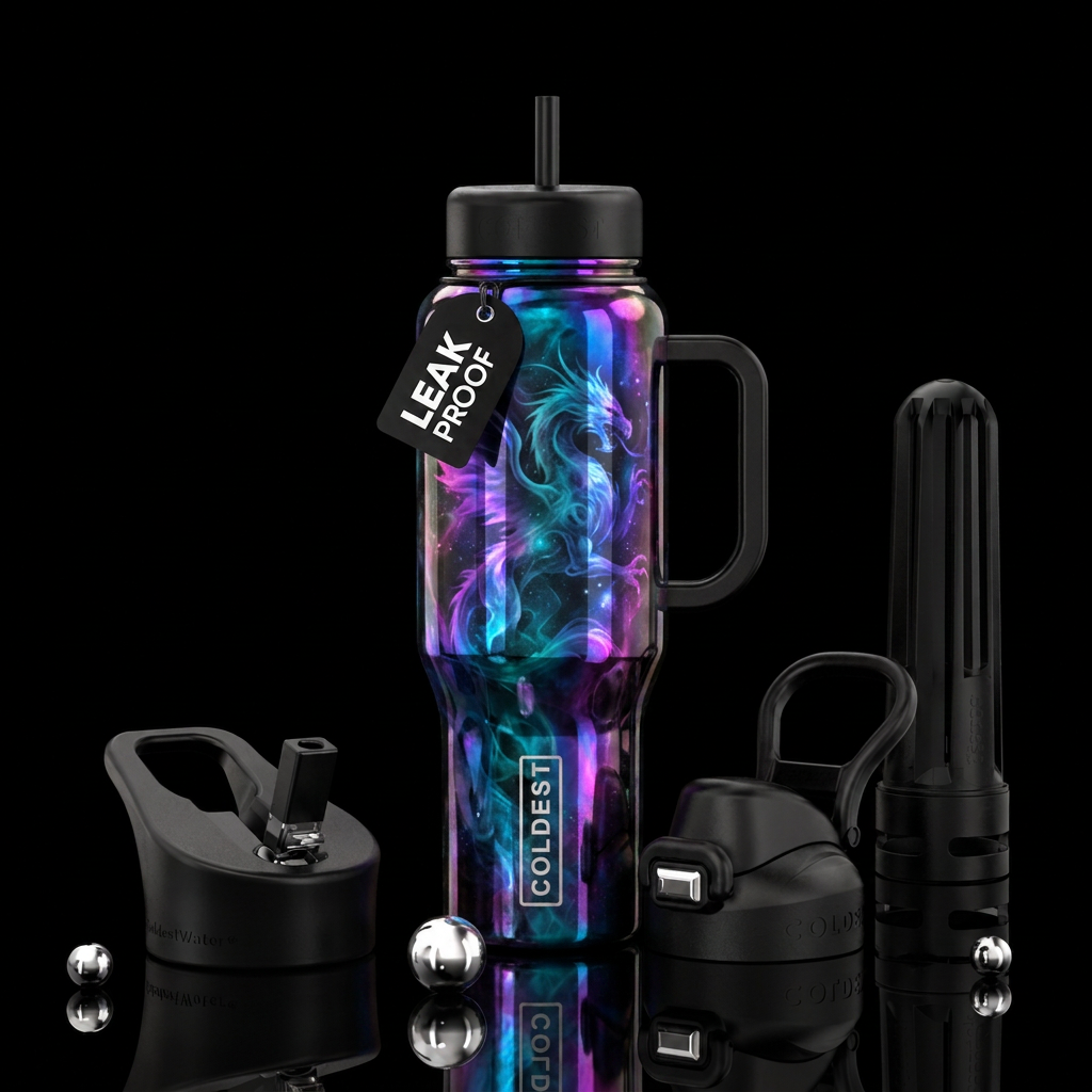 dichroic, smoke, mythical water bottle design