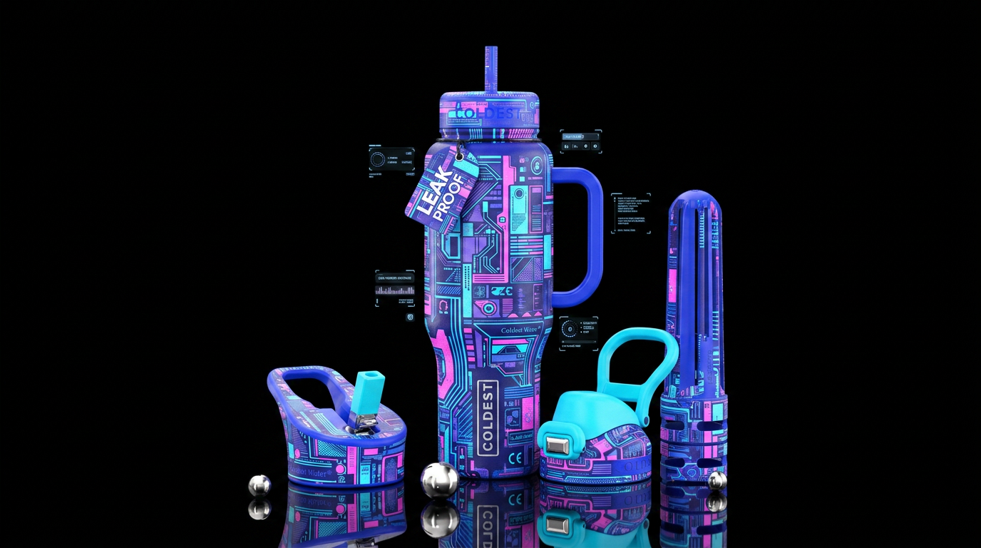 augmented reality, brutalist water bottle design