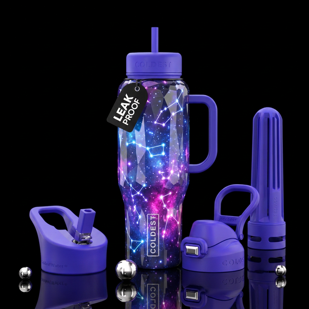 prismatic, constellation, glowie water bottle design
