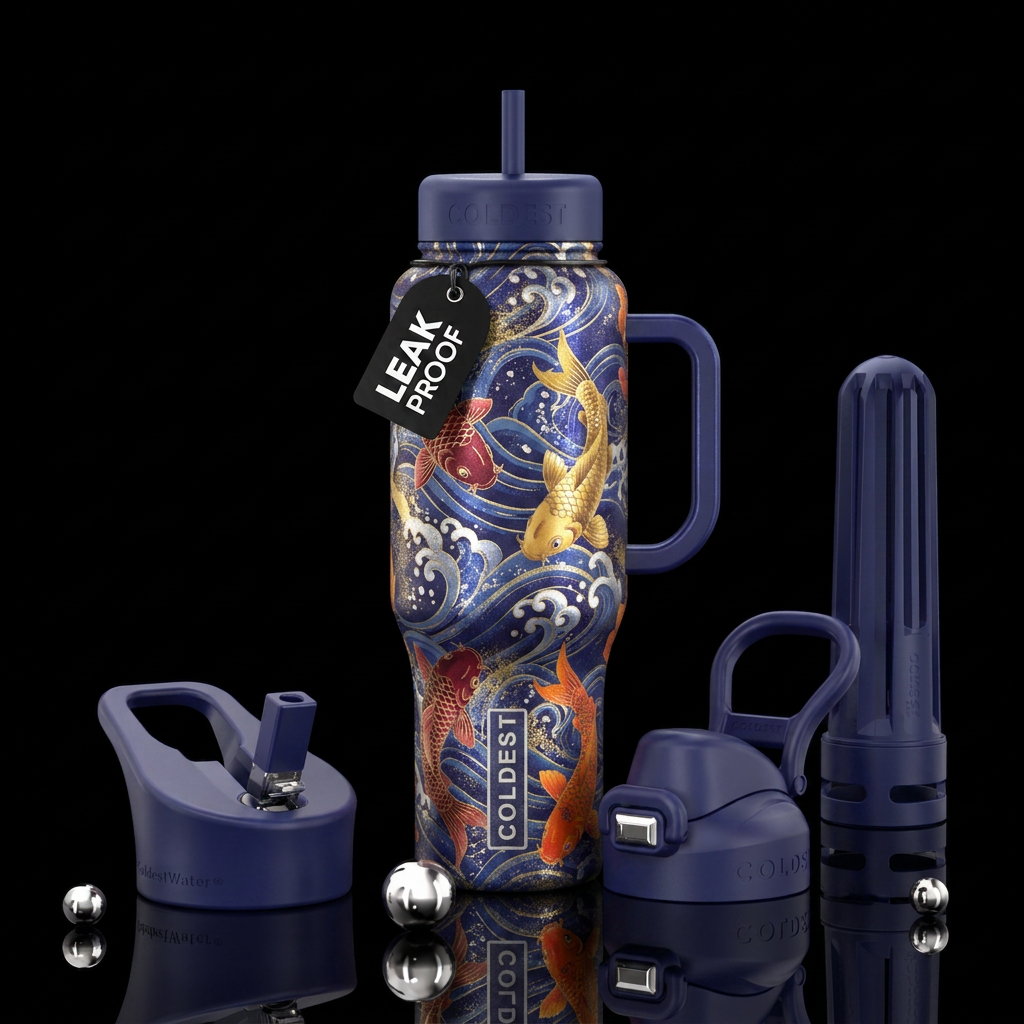 koi fish, luxurious water bottle design
