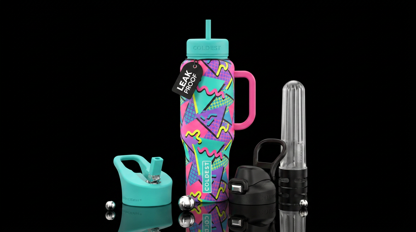 retro 80s water bottle design
