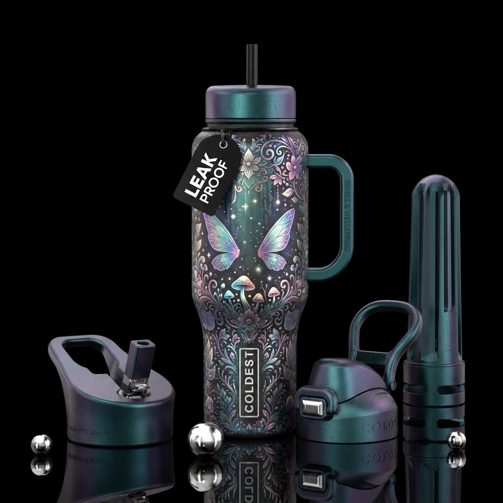 magical, fantasy, whimsical, fairy water bottle design