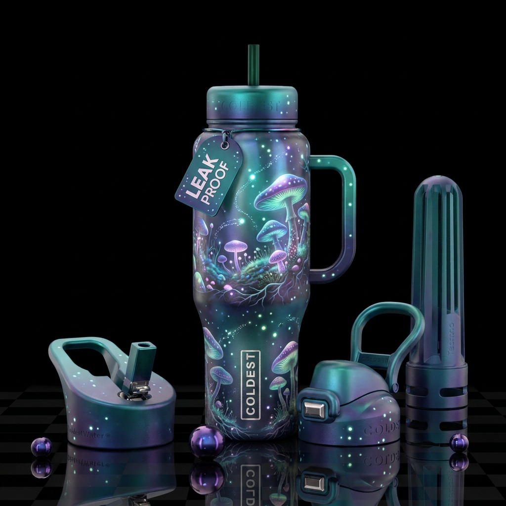 fairy ring, glowie, whimsical water bottle design