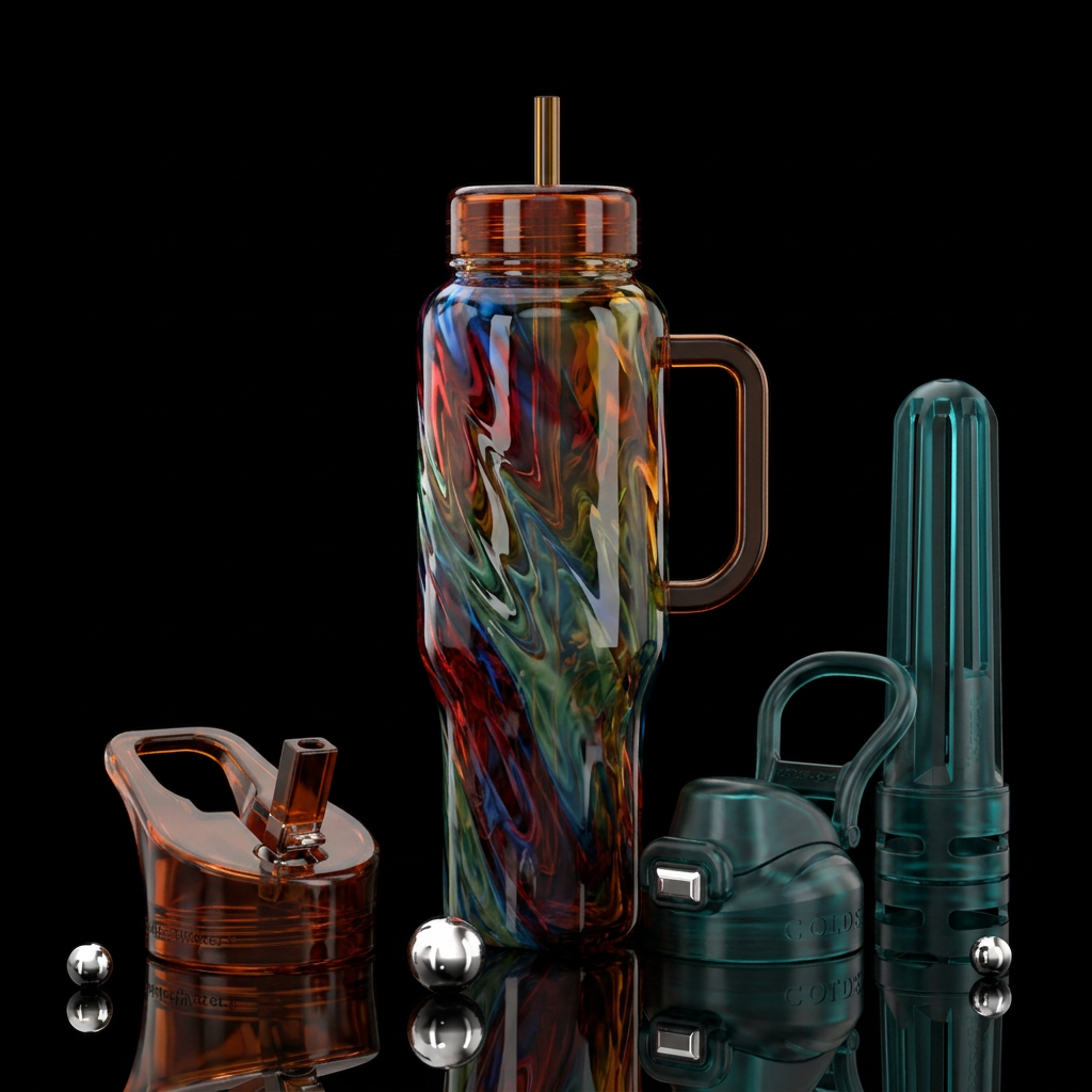 glass blowing, abstract water bottle design
