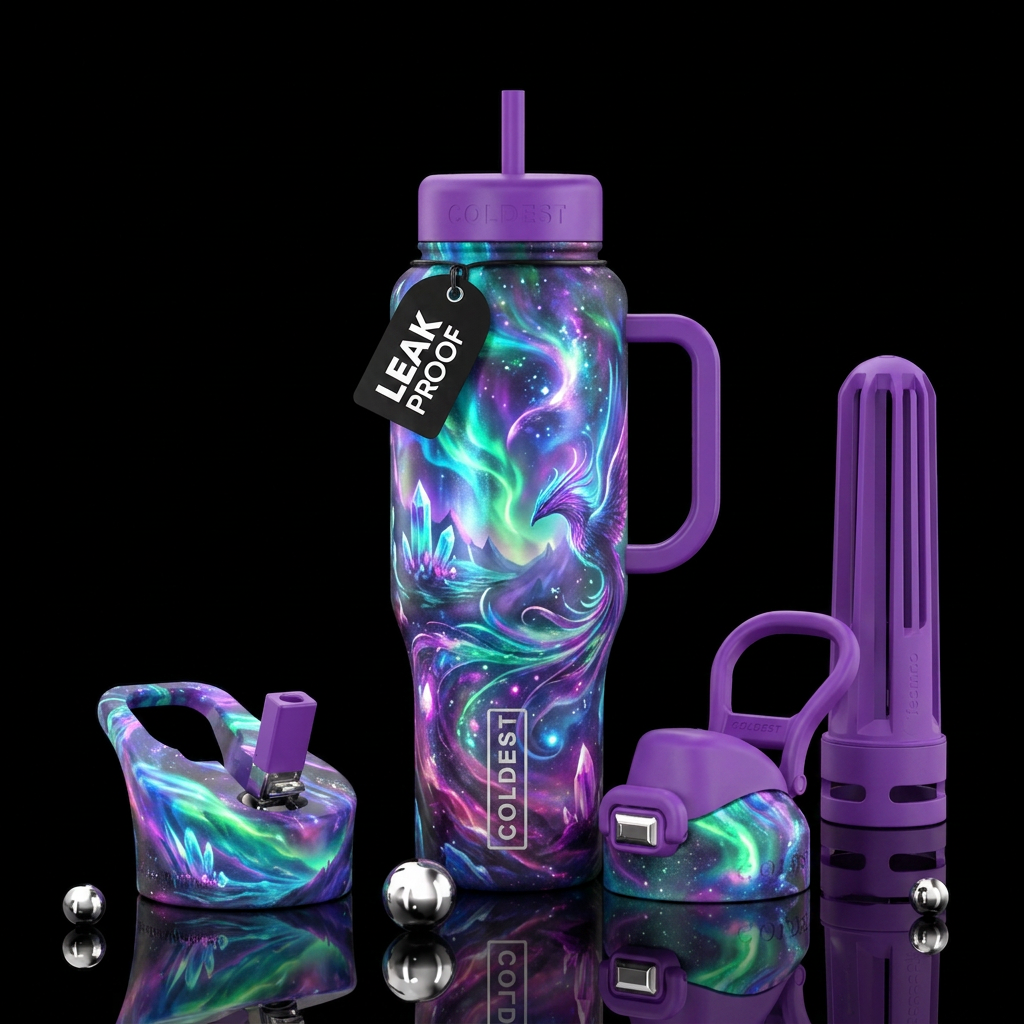 beautiul, vibrant, magical, fantasy water bottle design