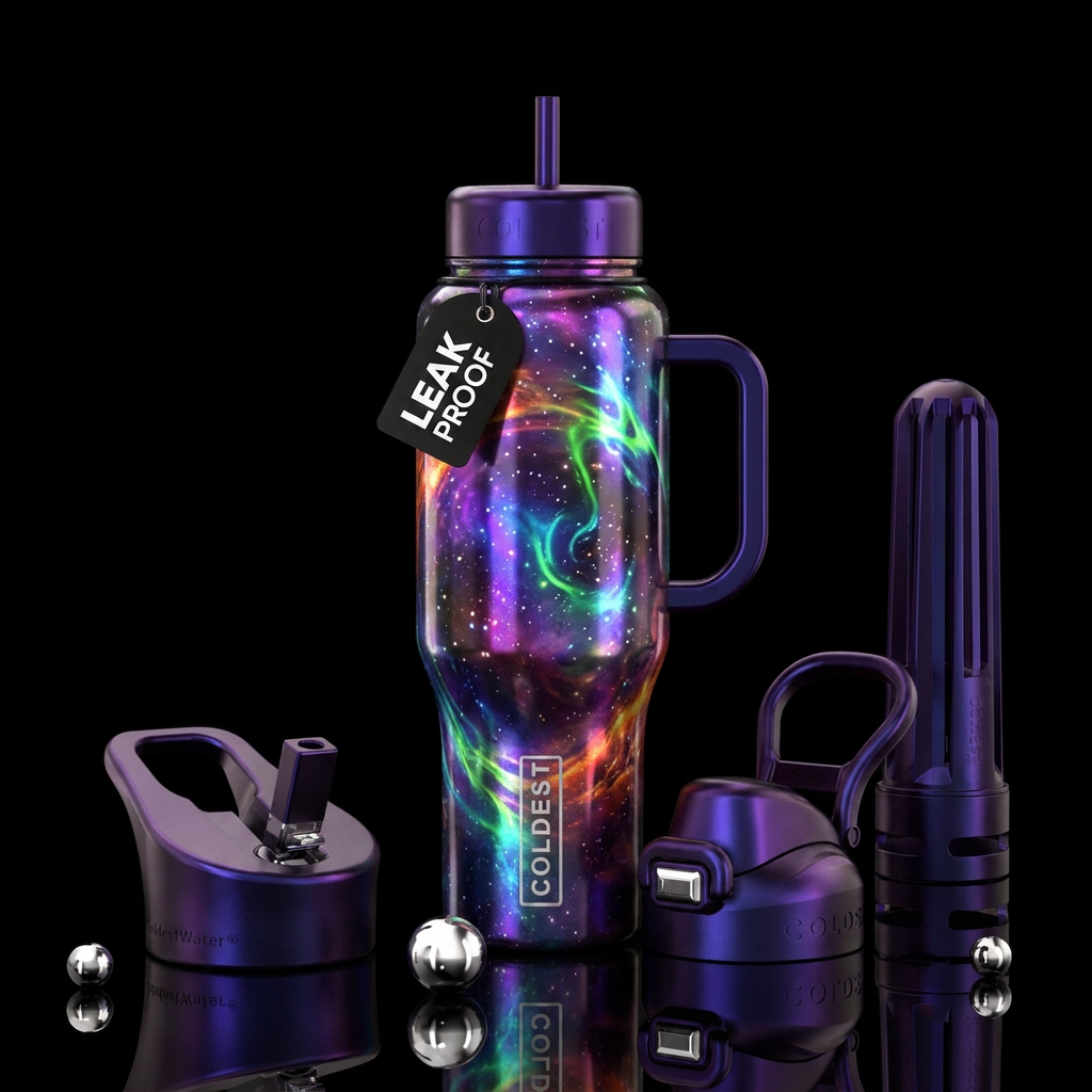 hyperspace, metallic water bottle design