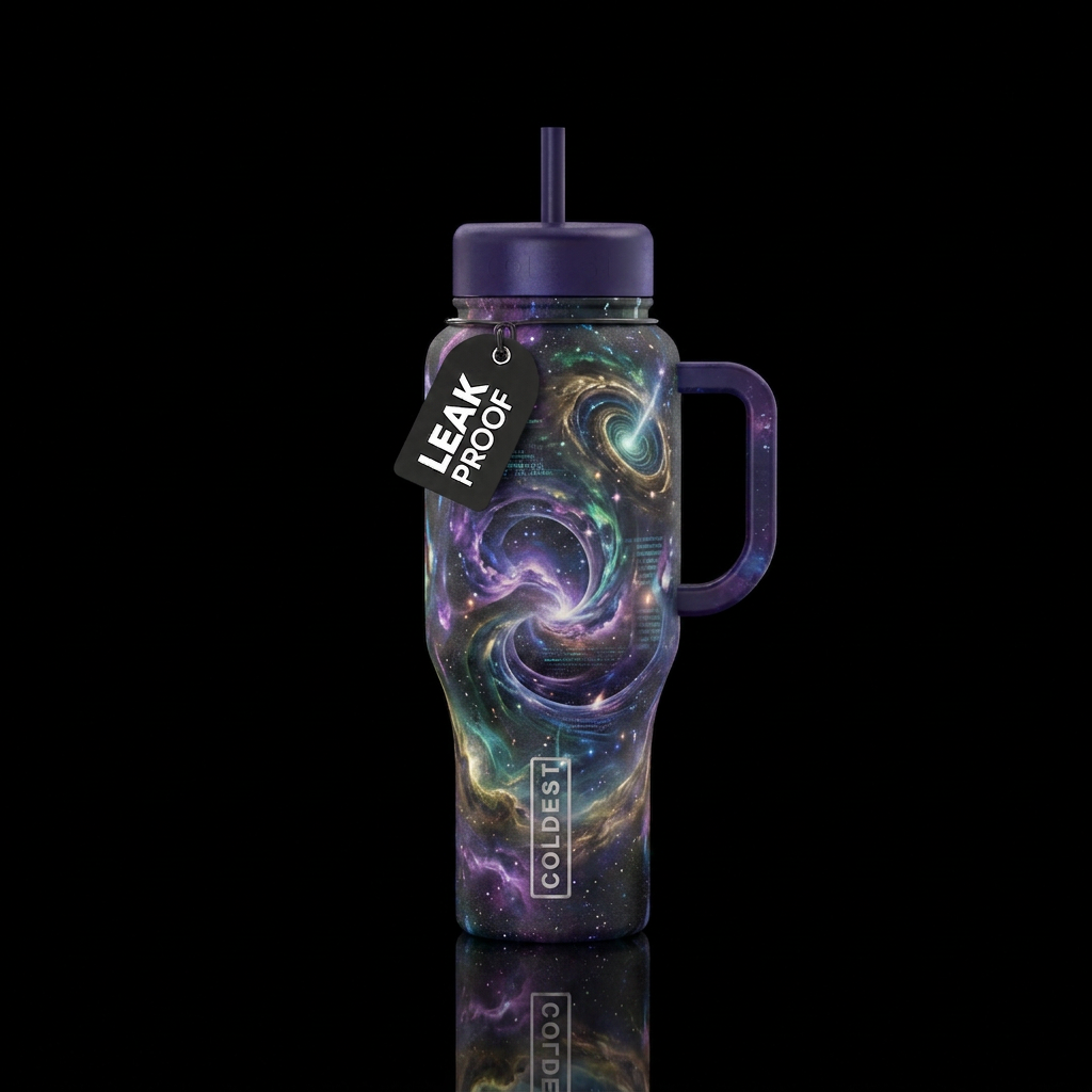 sci-fi, multiverse water bottle design