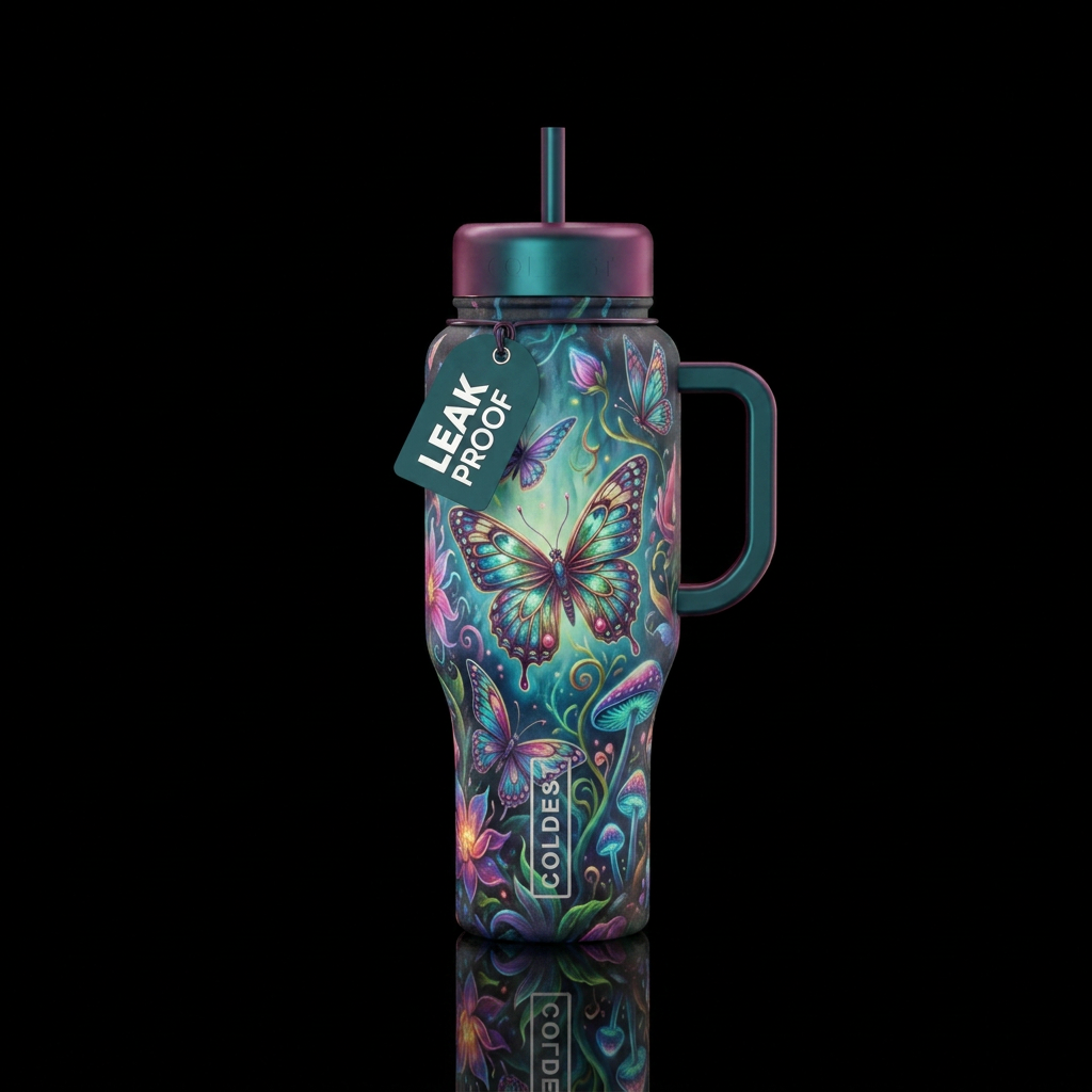 wonderland, beautiul, painting, butterfly water bottle design