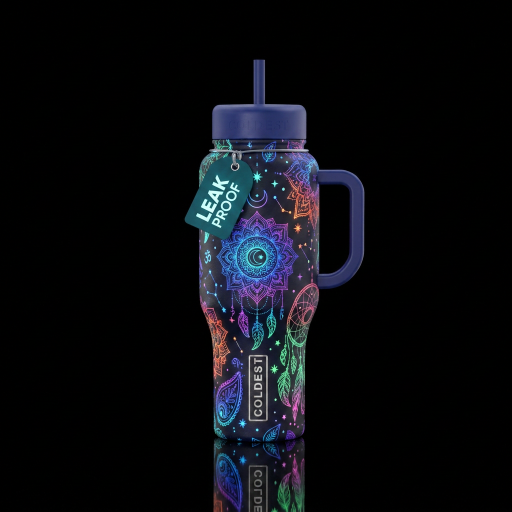 glowie, magical, bohemian water bottle design