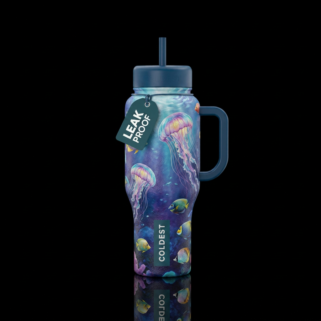jellyfish,  ocean, fish water bottle design