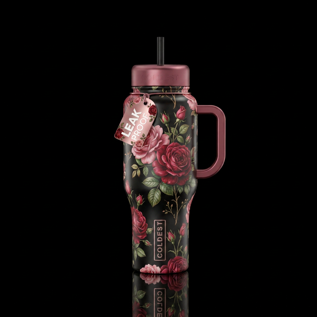 rose garden, beautiul, luxurious water bottle design
