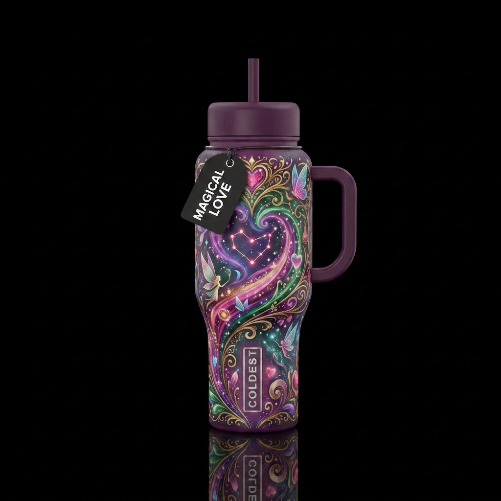 valentines, magical, fantasy water bottle design