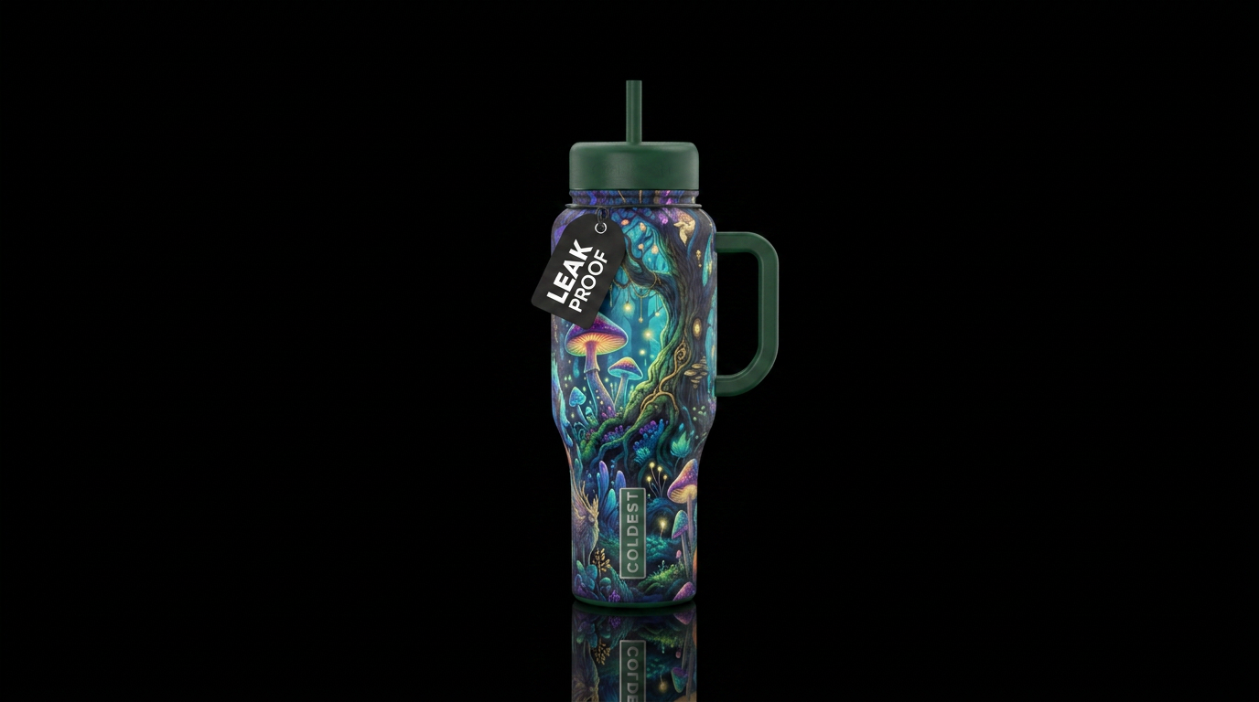 enchanted woods, magical water bottle design