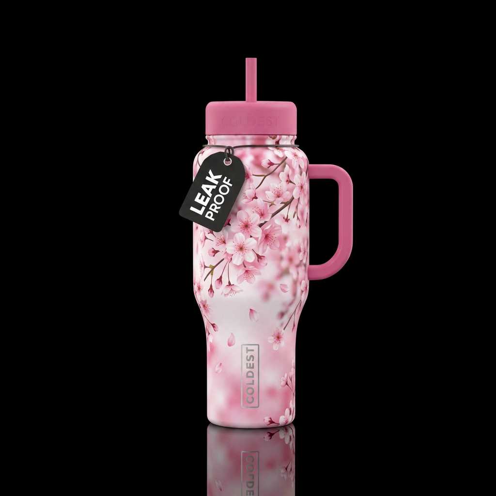 cherry blossom season, beautiul water bottle design