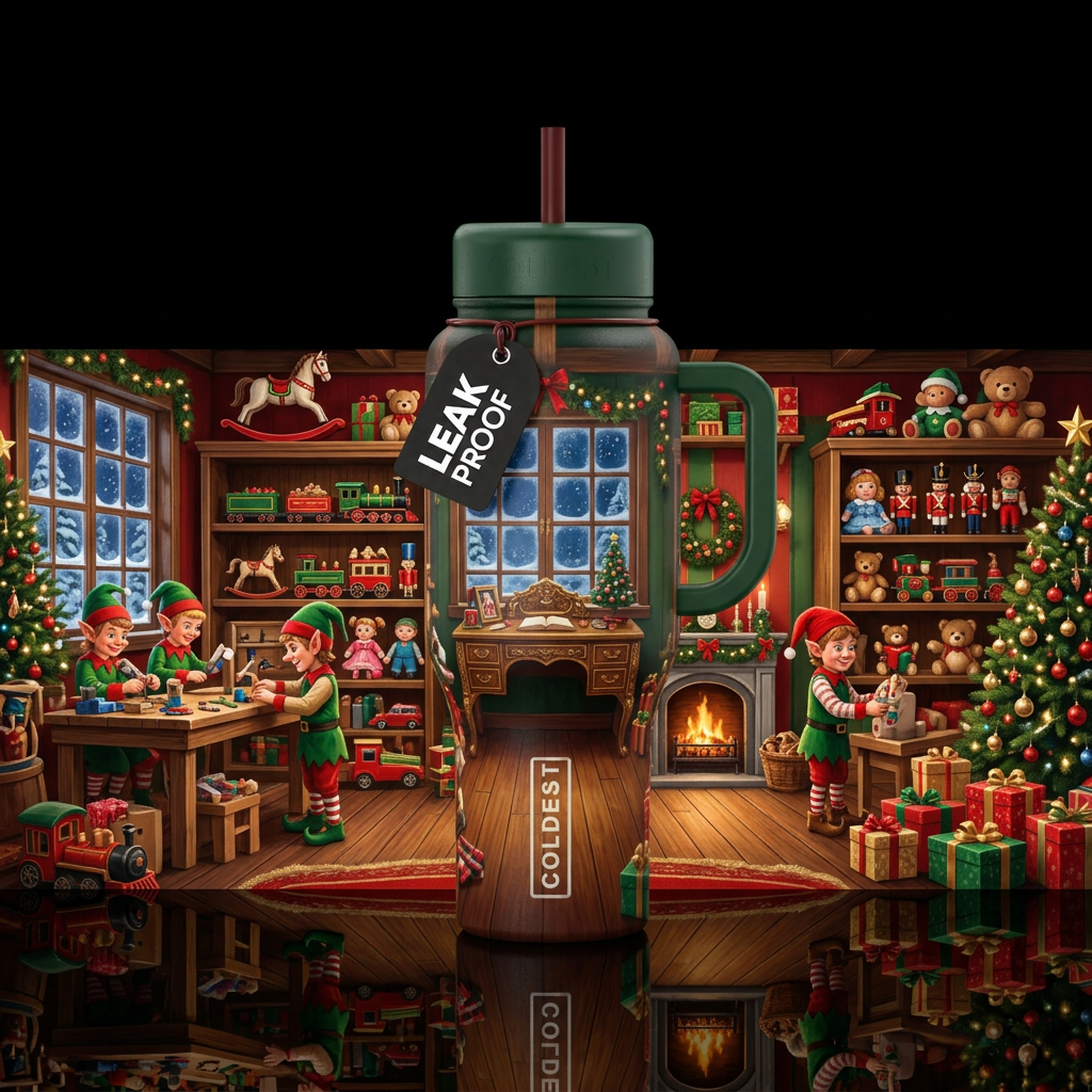 santa's workshop water bottle design