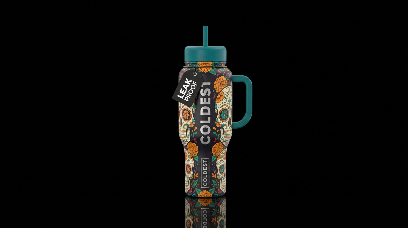 day of the dead water bottle design