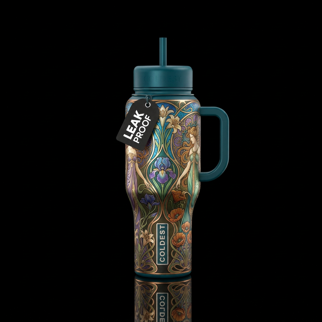 art nouveau water bottle design