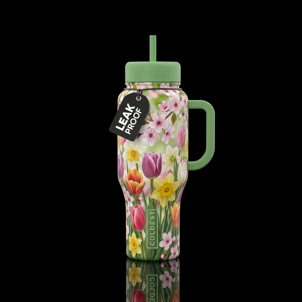 spring time, spring flowers, beautiful water bottle design