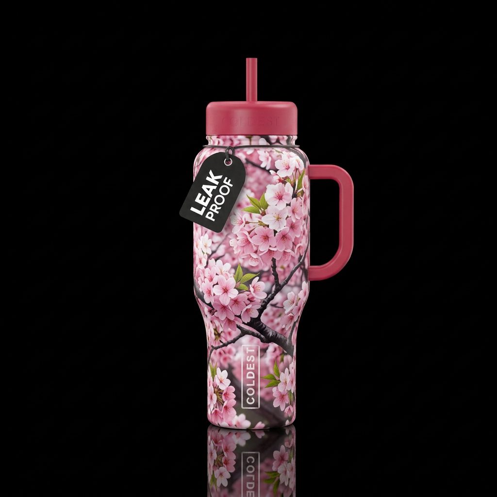 cherry blossom season water bottle design