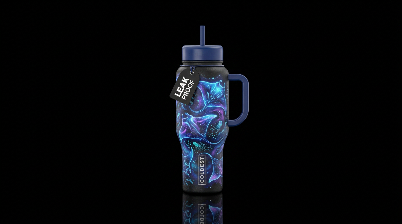 manta ray, magical water bottle design