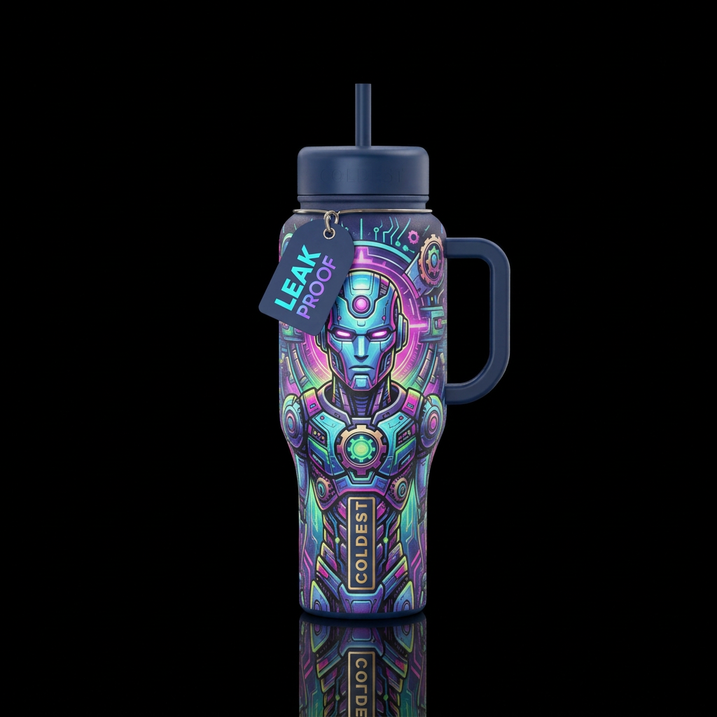futuristic. robot water bottle design