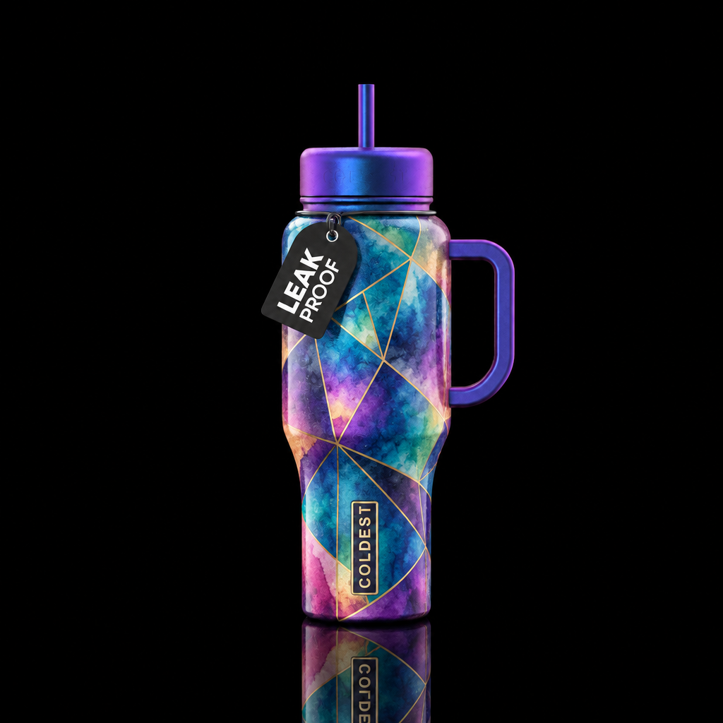 Geometric Shimmer water bottle design