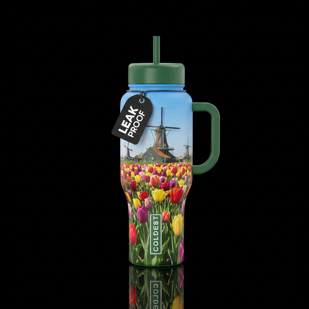 Spring tulips in Holland water bottle design