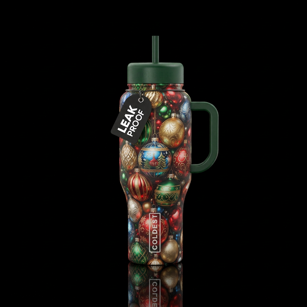 Christmas ornaments water bottle design