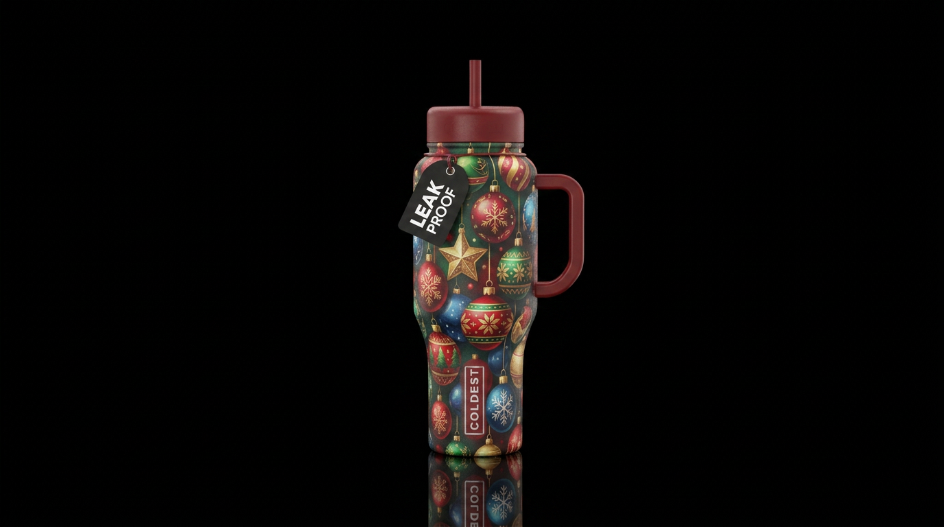 Christmas ornaments water bottle design