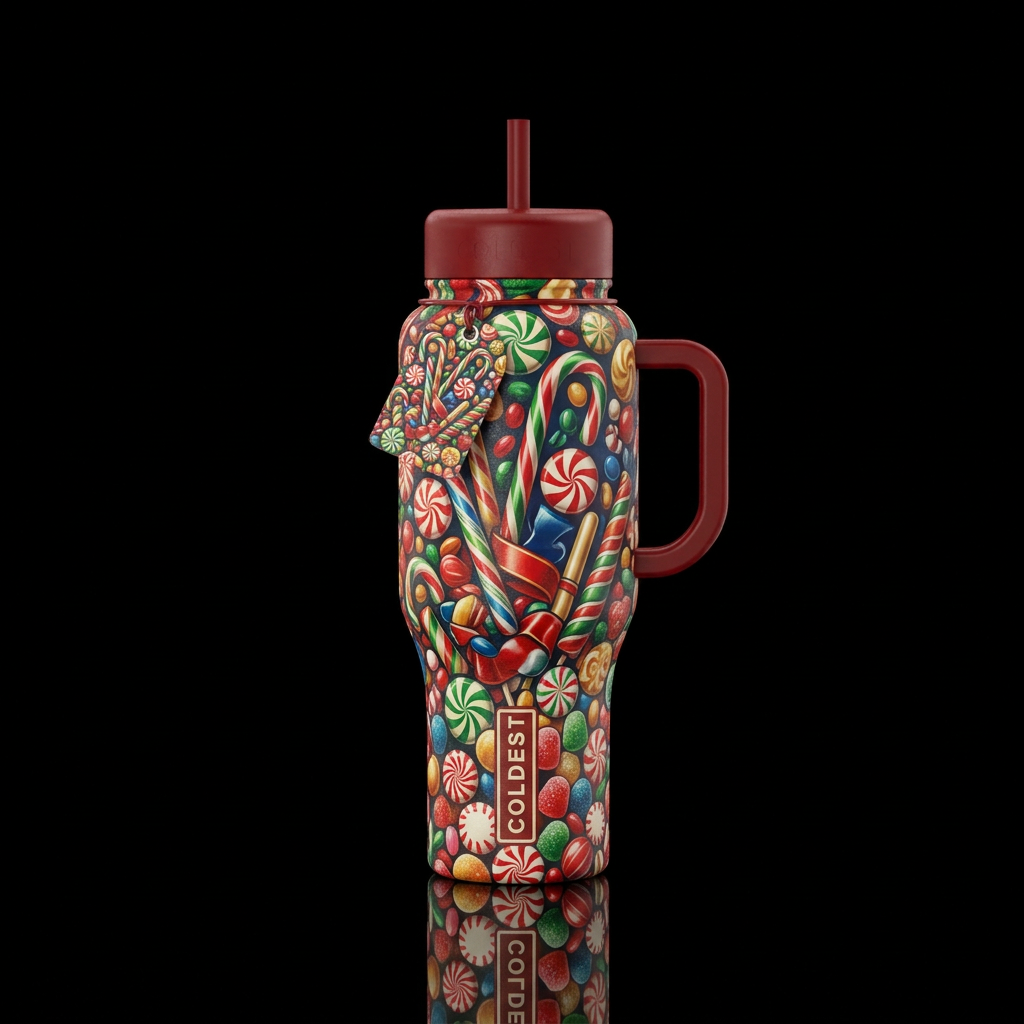Old fashion Christmas candy water bottle design