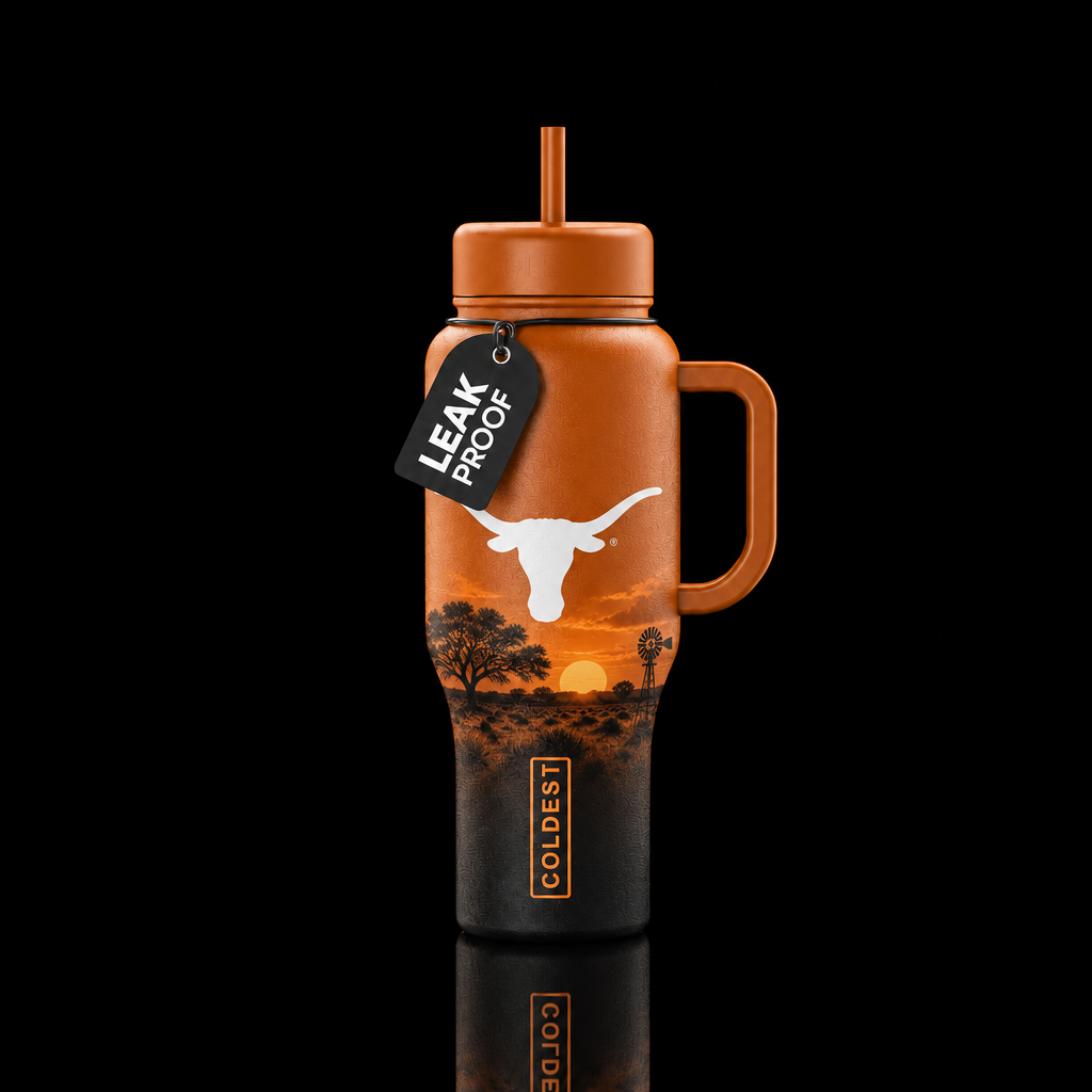 Longhorn Texas water bottle design