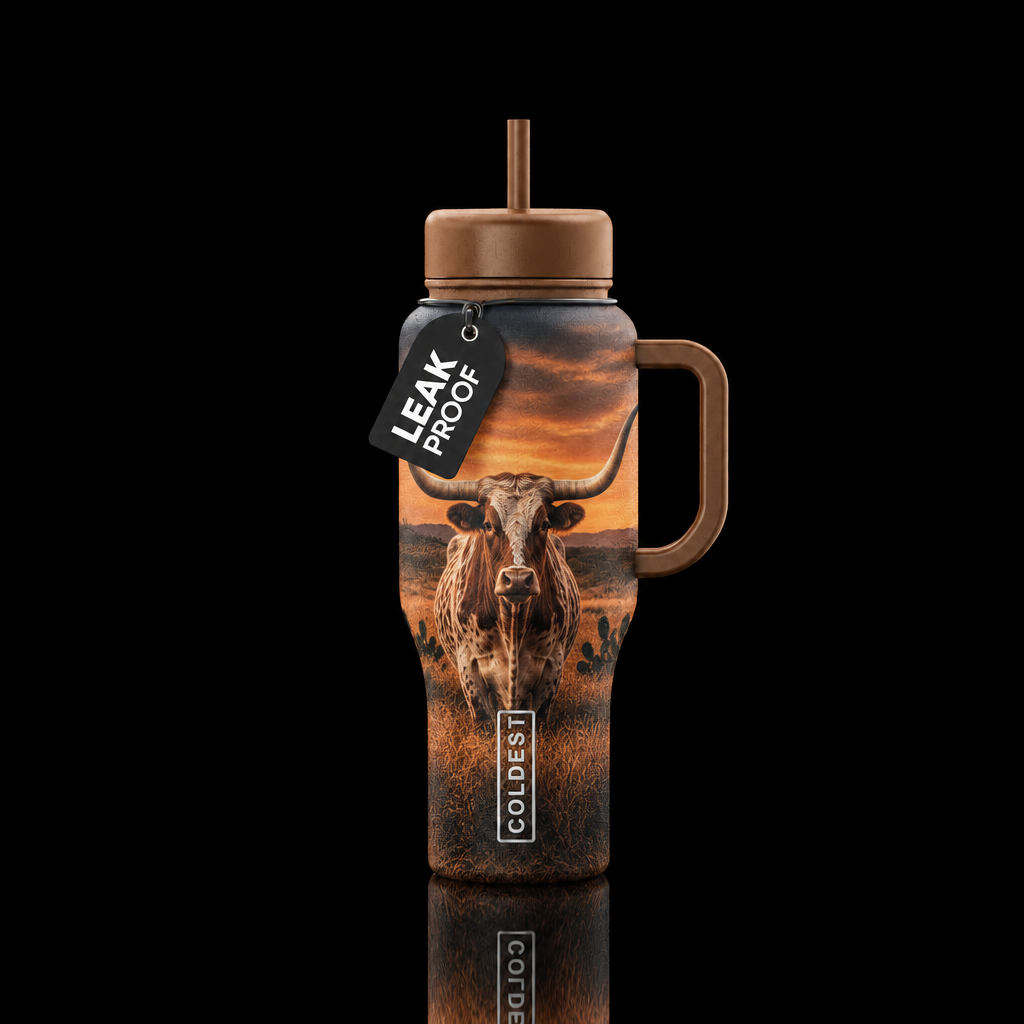 Actual long horns water bottle design
