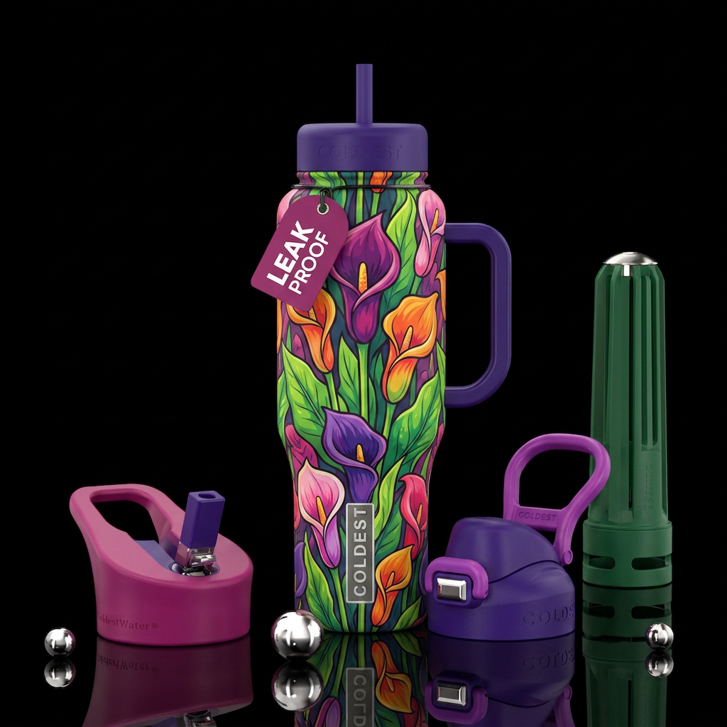 Cartoon calla lillies water bottle design