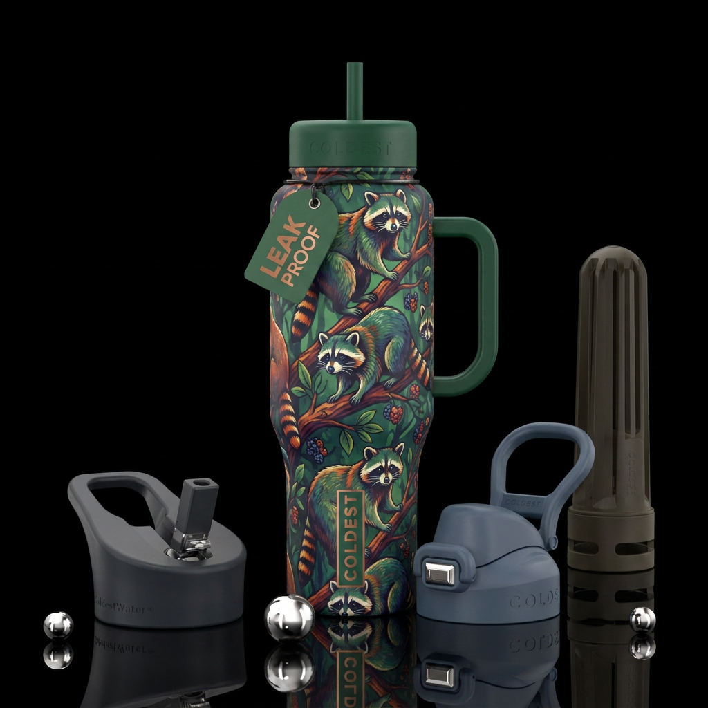 Raccoons water bottle design