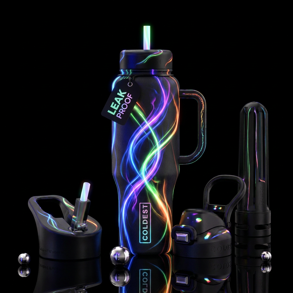Colorfulabstract glow  in dark water bottle design