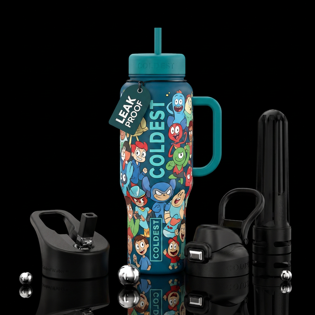 Animated cartoon characters water bottle design
