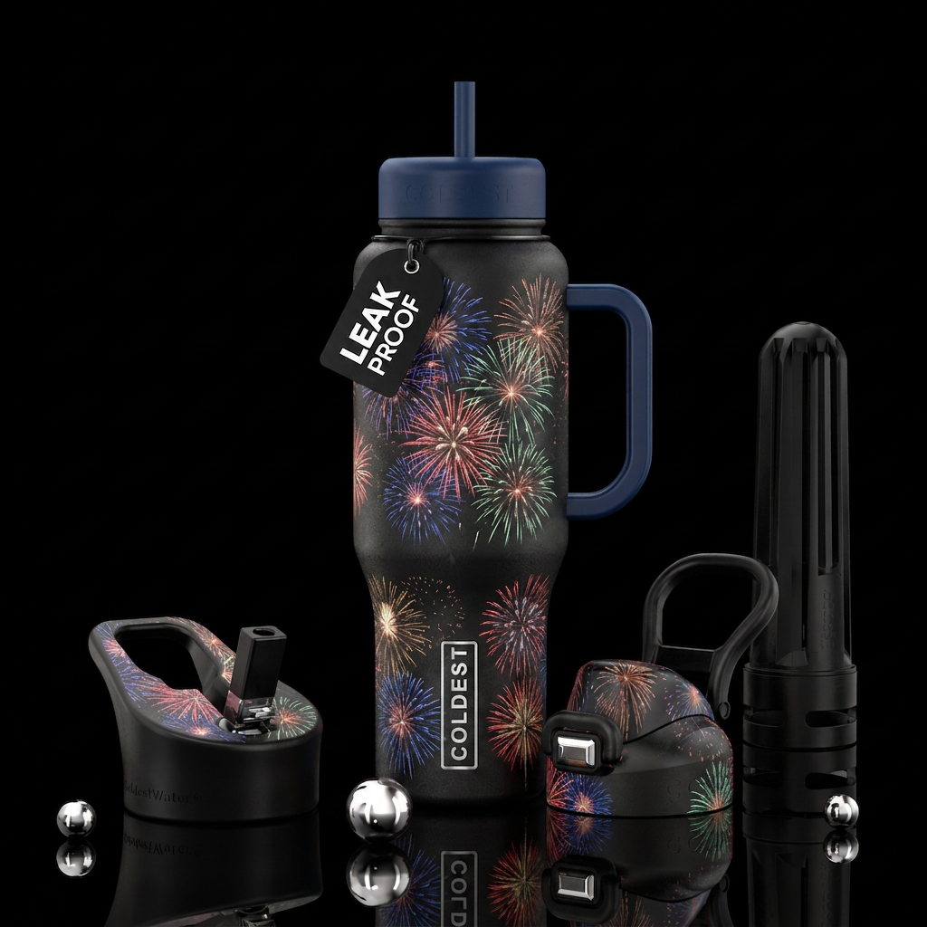 Multi colored fireworks water bottle design