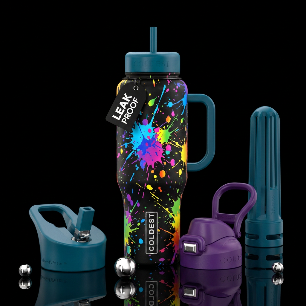 MILTTICOLOR PAINT SPLATERS water bottle design