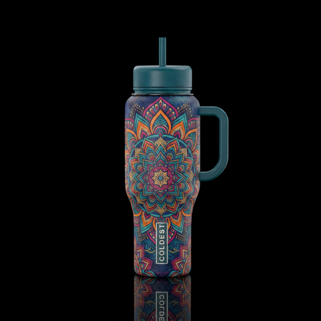 Boho mandala water bottle design