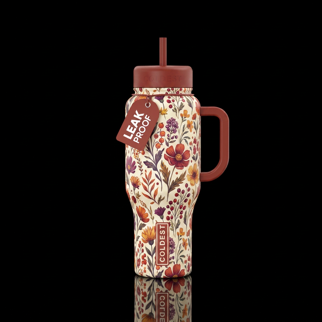 Boho floral water bottle design