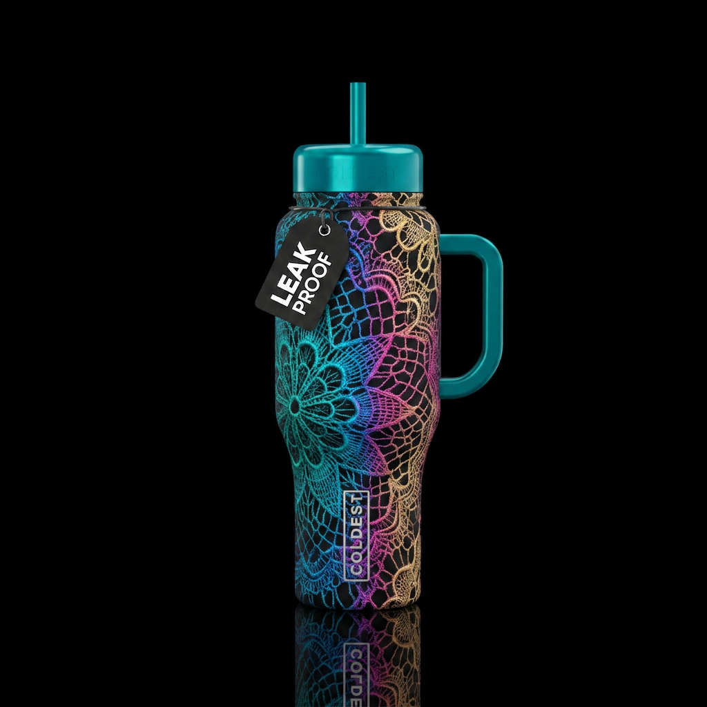 lace doilie water bottle design