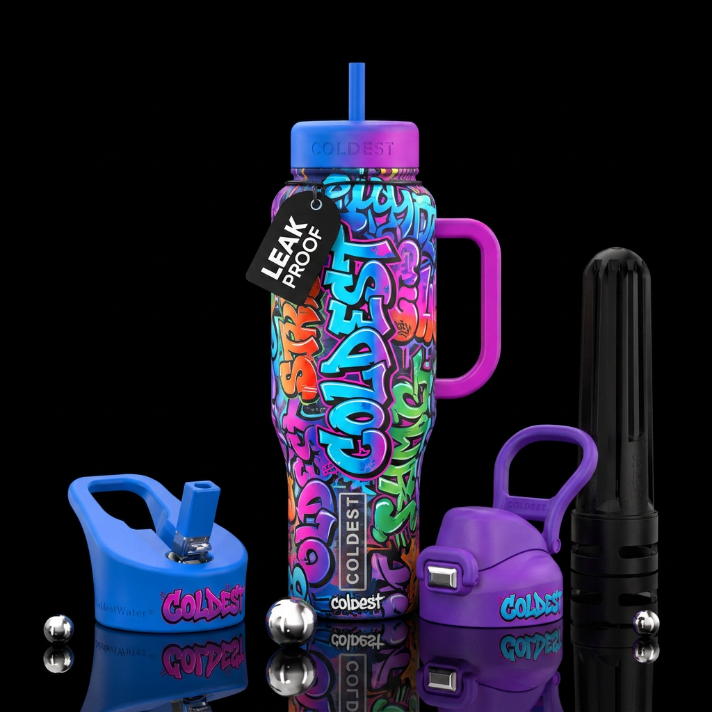 Graffiti art that says coldest water bottle design