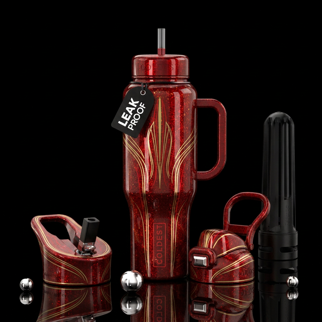Candy apple red with gold pinstripes designs with ... water bottle design
