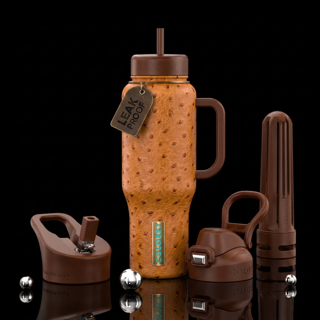 Ostrich boot print water bottle design