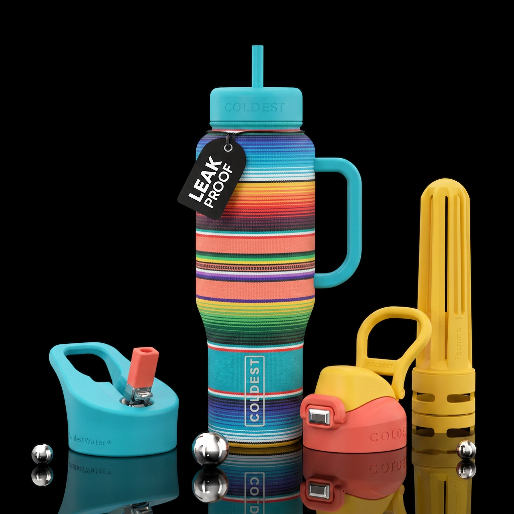 fiesta blanket print water bottle design